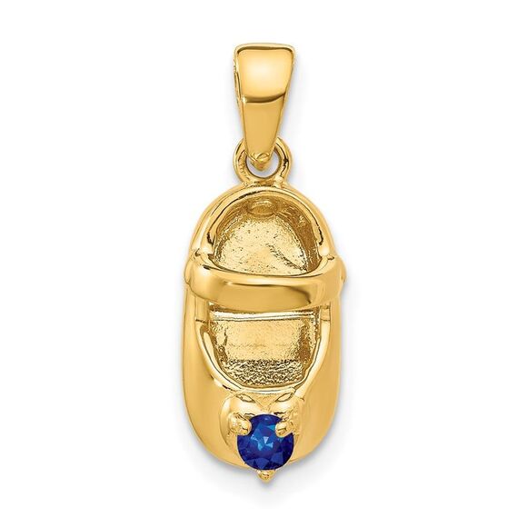 10K Yellow Gold 3-D September/Synthetic Stone Engraveable Shoe Charm